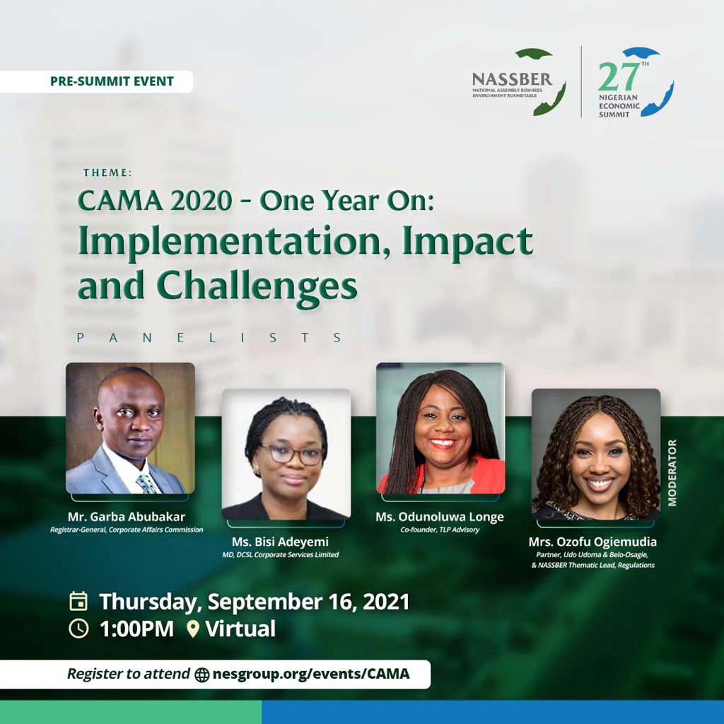 CAMA 2020 - One Year On: Implementation, Impact and Challenges, The Nigerian Economic Summit Group, The NESG, think-tank, think, tank, nigeria, policy, nesg, africa, number one think in africa, best think in nigeria, the best think tank in africa, top 10 think tanks in nigeria, think tank nigeria, economy, business, PPD, public, private, dialogue, Nigeria, Nigeria PPD, NIGERIA, PPD